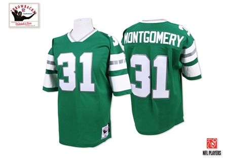 Men's Authentic Wilbert Montgomery Mitchell and Ness Jersey Midnight Green Home - #31 Throwback NFL Philadelphia Eagles